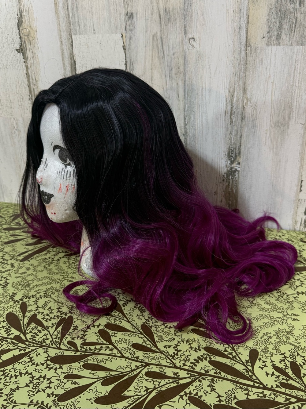 Black to Purple Ombre Long Wavy Women’s Wig - Picture 9 of 13